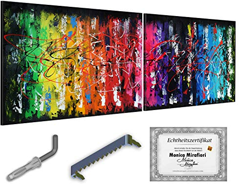 Monica Mirafiori I 100% HANDGEMALT I Gemälde Rainbow Abstract 180x70cm | Gemälde Handgemalt | Acrylgemälde | Sehr Großes Acrylbild I Moderne Kunst I Kunstbilder
