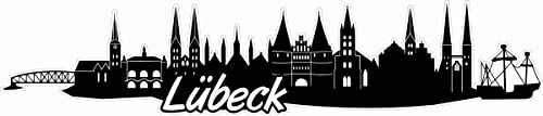 Skyline4u Lübeck Skyline Aufkleber Sticker Autoaufkleber City Gedruckt - 20x4,1cm schwarz