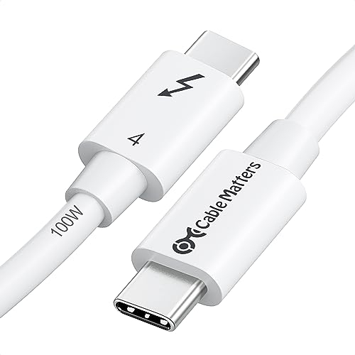 Cable Matters [Intel certificado 1 m Cable Thunderbolt 4 de 40 Gbps para vídeo 8K y Carga a 240W, Blanco - retrocompatible con Thunderbolt 3, USB4, USB C