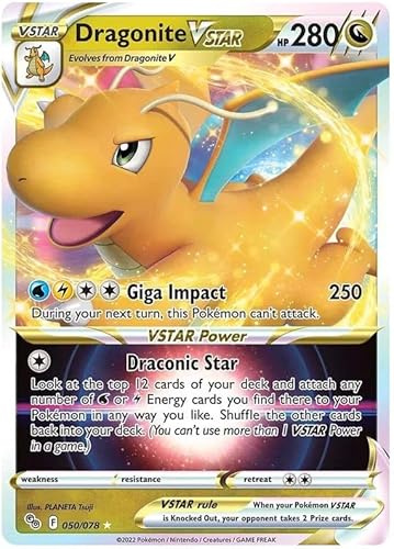 Dragonite VSTAR 050/078 Seltene VSTAR Pokemon Karte (Pokemon GO Special TCG Set) + 1x TitanCards® Toploader