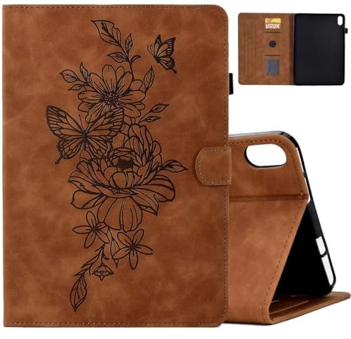 MonsDirect Case for 2021 iPad Mini 6th Generation 8.3 inch Case, Soft Suede Leather Multi-Angle Stand Cover, Smart Auto Wake/Sleep Folio Case with Pen Holder & Card Slots for iPad Mini 6 2021, Brown