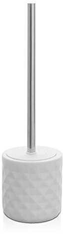 Inbagno Scopino WC Bianco, Include Spazzola WC e portascopino in Ceramica, Linea Cristal