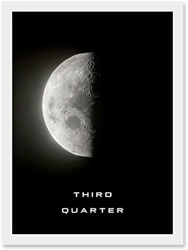 Artery8 Phases of the Moon Astronomy Third Quarter Lunar Space Poster Artwork Framed Wall Art Print A4