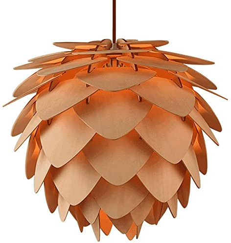 TPMAFF Holz-Bauernhaus-Pendelleuchten, tannenzapfenförmige Holz-Hängelampe, Ø 60 cm (23,6 Zoll) Pendelleuchter für Schlafzimmer-Foyer-Innendeckenbeleuchtung
