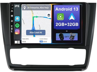 YUNTX Android 14 Radio avec Navigation pour BMW 1 Series E81 E82 E87 E88 (2004-2012): [Intégré CarPlay/Android Auto/GPS] -IPS 9 2.5D Écran Tactile-Dab/Bluetooth 5.0/WiFi/2 Din/Commande au Volant/USB