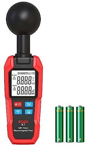 BSIDE K7 EMF Messgerät Strahlungsdetektor Messgerät für Elektromagnetische Felder Großem LCD Hintergrundbeleuchtung Handheld EMF Tester mit Taschenlampe Ghost Hunting Detektor für Zuhause/im Freien