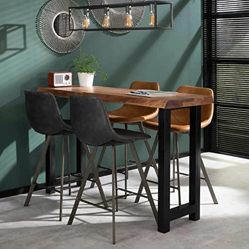RINGO-Living Deko Esszimmertisch, Wohnzimmer Bartheke, Esszimmer Tisch aus Holz & Metall, Massivholztisch Esstisch, Bar Tresen Möbel, Esstisch Massivholz Industrial Style, Bartisch Braun & Schwarz