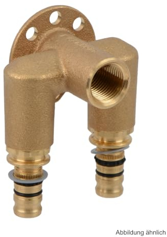 Geberit Mepla Doppelanschlusswinkel 90 Grad Rotguss 20mm x 1/2IG x 16mm L.:52mm