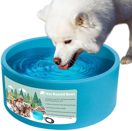 Heated Water Bowl for Dog & Cat, Outdoor Heated Dog Bowl Provides Drinkable Water & Food in Winter, Heated Pet Bowl for Outside, Smart Thermal-Dish for Rabbit, Chicken, Duck, Squirrel (98 OZ)