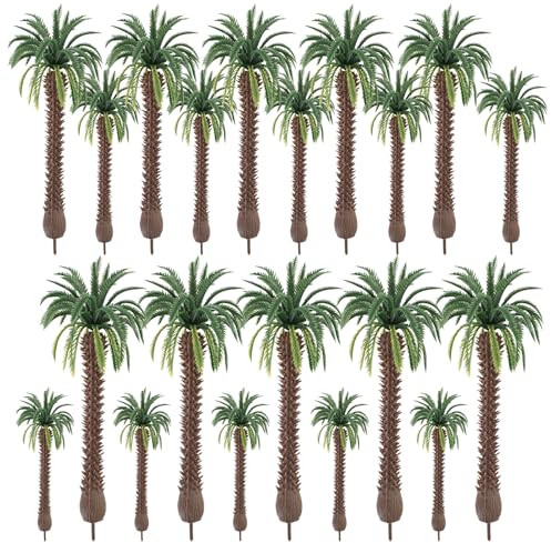 DecorDwell 20 Stück Modellbau Bäume,Modell Kokospalmen Palm,Palm Baum Modell,Miniatur Palme Kunststoff,Modelle Architekturbäume,Mixed Modell Baum für DIY Landschaft, Miniaturlandschaften,Sandtisch