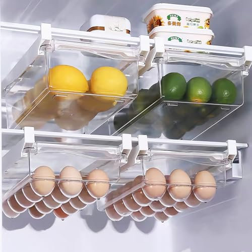ROLMZJX 2 Pack Organizador Frigorifico,Cajón de Organización para Nevera+Bandeja para Huevos para Frigorífico,Adecuado para el Almacenamiento de Verduras,Huevos, Frutas, Bocadillos