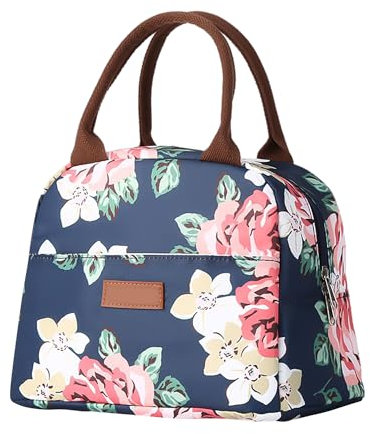 NyxSeat Bolsa de almuerzo para mujer, diseño floral, moderna, aislante, gran capacidad, portátil, almuerzo de trabajo, aperitivos, fruta, camping, senderismo