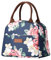 NyxSeat Bolsa de almuerzo para mujer, diseño floral, moderna, aislante, gran capacidad, portátil, almuerzo de trabajo, aperitivos, fruta, camping, senderismo