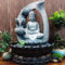 Fontaine d'intérieur Bouddha, Fontaine a Eau Decoration Interieur avec lumières LED, Décoration de Bouddha, Feng Shui - Décoration de Salon, Fontaine de Table avec Bouddha et Lotus