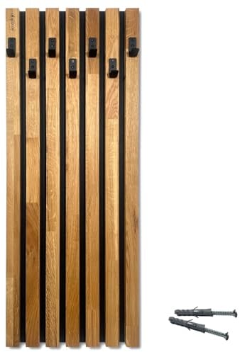 FLEXISTYLE Patère murale, en bois de chêne, lamelles, noir, modulaire, hauteur 98 cm, module principal A 40 cm