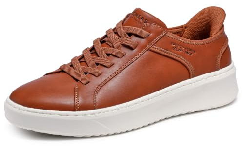Skechers Men's Court Break Double Vented Trainers, Cognac Duraleather/Mesh, 12 UK