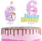 Unicorn 6th Birthday Cake Topper with Number Candle 6, Unicorn Candles, Cake Decorations for Girls & Boys