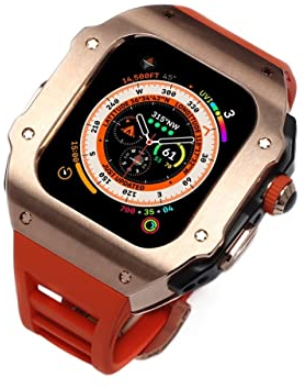 GAFNED Mod Kit Titan-Metallgehäuse, Fluorkautschuk, für Apple Watch Ultra 8, 49 mm, Sportarmband, fluororebber, For 49mm, Achat