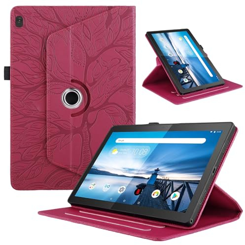 TEDTIKJT Hülle für Lenovo Tab M10 10.1 2019 (TB-X505F/TB-X605F) Tablet Hülle Flip PU Leder 360°Drehbar Multi-Winkel Ständer Baum Schutzhülle für Lenovo Tab M10 HD 1st Gen, Rot