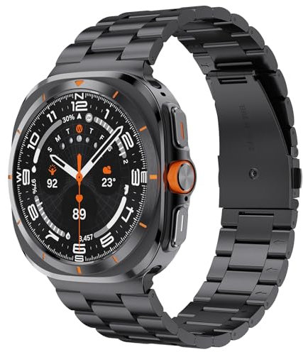 GrTress Metallarmband Kompatibel mit Samsung Galaxy Watch Ultra Armband 47mm (2024), Einstellbar Edelstahl Metall Ersatzarmband Damen Herren, Schwarz