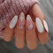 JUSTOTRY 24 Pcs Christmas Press on Nails Short Almond,Silver and White False Nails with Snow Designs,Diamond Oval Stick on Nails for Women,Festival French Fake Nail Medium for Nail Art Gifts