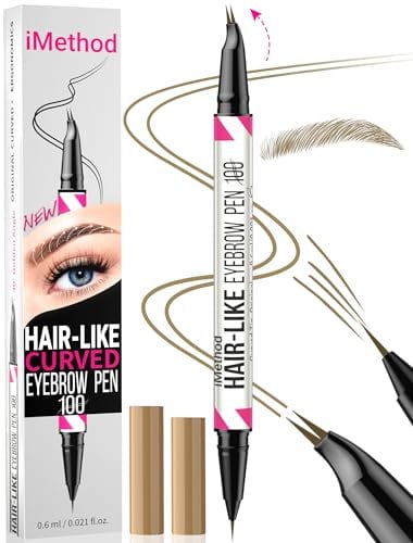 iMethod 2-in-1 Dual-Ended Augenbrauenstift mit gebogener & präziser Spitze - Microblading-Augenbrauenstift für natürliche Light Brown Augenbrauen