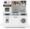 COSTWAY Cocina Madera Infantil, Cocinita Infantil con Luz y Sonido, Fregadero, Grifo, Dispensador de Agua, Microondas, Horno, Utensilios, Lavadora, Cocina Juguete para Niños de 3+Años