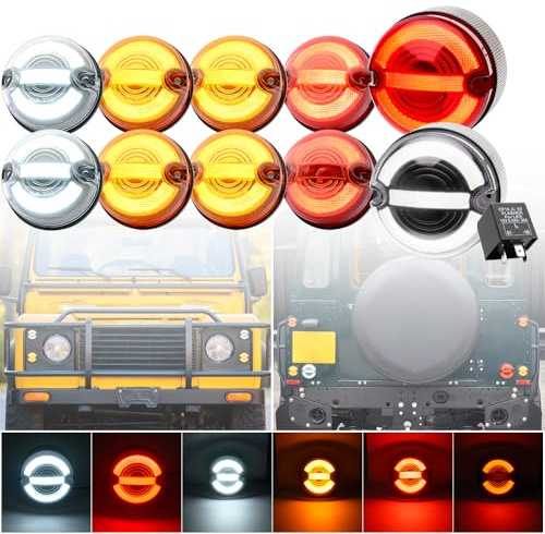 NSLUMO LED-Seitenblinker für L/and R/over Defender 90 110 130 für 1995 1996 | 1997 1998 1999 2000 2001 2002 2003 2004 2005 2006 2007 2008 2009 2010 2011 2012 2013 getönte Linse OEM LR048188