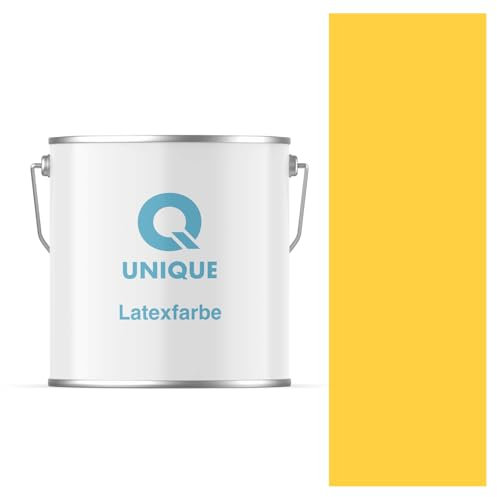 Q UNIQUE Latexfarbe 5L (ca.35m2) Golden Innenfarbe Wandfarbe Deckenfarbe Klasse 3 Mattfarbe Scheuerfest Hohe Deckkraft
