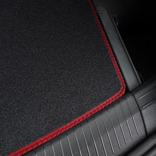 Red Trim Carpet Boot Liner Compatible With BMW 1 Series (2011-2019) Tailored Fit Carpet 550Gsm Protector Boot Mat, Anti-Slip, Durable And Water-Resistant Easy Clean Custom Fit Dog Friendly Car Mat Co