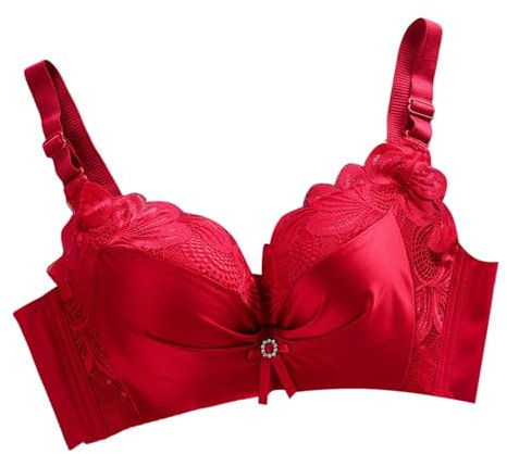 Reggiseni a schiena bassa per donne reggiseno quotidiano per inserti in silicone reggiseno imbottito con ferretto per le donne, vino, F