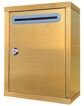 Boite aux Lettres Murale Boîte aux Lettres sur Pied Boîte aux Lettres Grand Volume, 260x100x360 mm Serrure a Cylindre 2 Clés Boîte aux Lettres pour(Rose Gold,L)