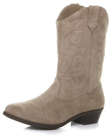 AJVANI Womens Ladies Low Cuban Heel Pointed Toe Western Calf Cowboy Boots Size 8 41