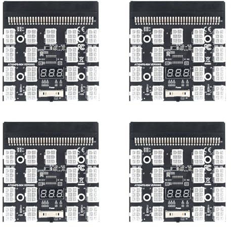 PAGJHRFJG 4X Breakout Board 17 Port 6Pin LED Anzeige Power Server Karten Adapter für 1200W 750W Netzteil GPU Miner Mining BTC ETH