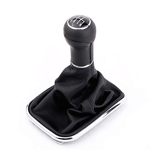 Schaltknauf für VW Golf Bora Jetta GTI MK4 1999–2004, 5-Gang-Schaltknauf, PU-Leder, Schwarz