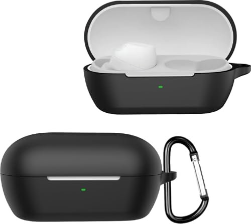 KZIOACSH Case for Sony WF-C710NSA/Sony WF-C710N, Ultra Slim Anti-Scratch Anti-Lost Protective Silicone Earbuds Case Lightweight Washable Sumdge-Proof Earphone Skin Bumper Cover with Carabiner, Black