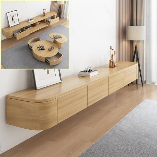 Meuble TV Mural en Bois Massif pour Salon Disponible en 140 240 cm Table Basse Moderne et Support TV Plusieurs Tailles et Couleurs de Bois (300 x 20 x 24 cm)