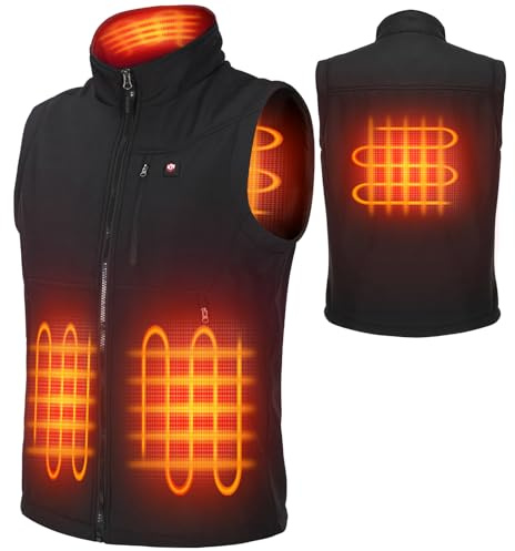 KEMIMOTO Gilet Riscaldato Uomo Donna, Antivento Gilet Riscaldato con Telecomando APP, Elettrico Giubbotti Riscaldati con Batteria da 10000 mAh per Sci Escursionismo Caccia Pesca Motociclismo