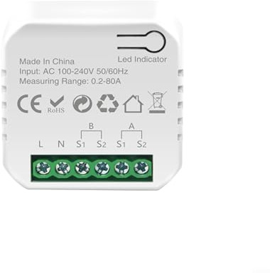 2-Wege-Smart-WLAN-Stromzähler, bidirektionaler Energieverbrauchsmonitor mit Klemme, 80 A, Stromstärke, Frequenzmessung, Spannungsüberwachungssystem (1-Wege)