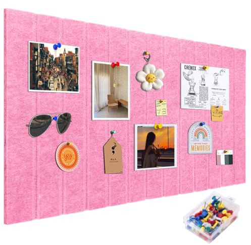 RANJIMA 60 x 40cm Große Filz Pinnwand, Benutzerdefinierte Pinnwand aus Filz, Filzboard Bulletin Board, Korkplatte Selbstklebend Pinnwände für Schlafzimmer Wohnzimmer Büro Schule Wand Deko (Rosa)