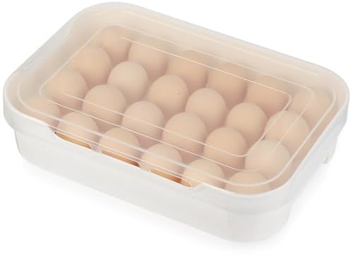 Eierbox 24 Eier, Eierbehälter für Kühlschrank, Eierbox für 24 Eieraufbewahrung, Transparent Kunststoff Eierhalter Kühlschrank Deckel und Griff, Eier Aufbewahrungsbox