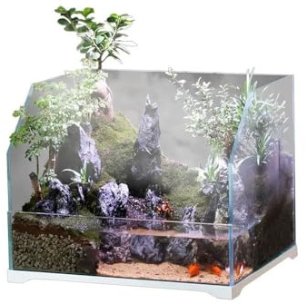 Aquariumline HSJ-400 Sumpfkasten aus Glas, 40,6 x 35,5 x 36,8 cm, Terrarium mit integriertem Filtersystem, ideal für Reptilien, Amphibien, Pflanzen und Fische, robustes und transparentes Design