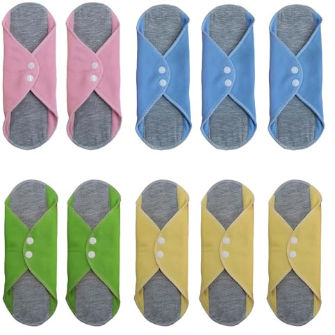 Juego de 10 compresas lavables: compresas WIYETY lavables, toallas higiénicas reutilizables, compresas lavables para menstruación, alfombrilla de orina antifugas para mujer o hombre