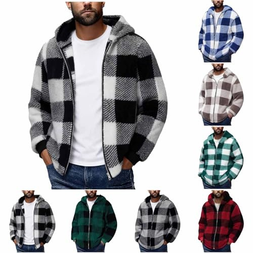 Generisch Winterjacke Herren Freizeitjacke mit Kapuze Reißverschluss Taschen üBergangsjackeDoppelseitigem Futter Warme Modejacke Herren-Jacken für Arbeit Alltag Reisen Outdoor