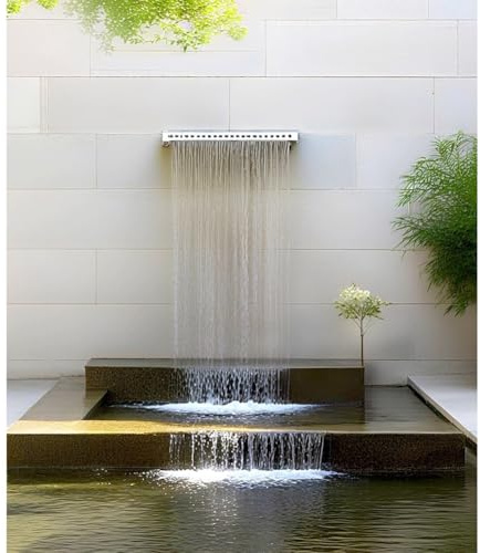 Wasserfall-Überlauf aus Edelstahl für Gartenteiche, Poolbrunnen für Schwimmbäder, Gartenteiche, Terrassen und Wellnessbereiche(80CM)