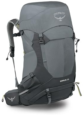 Osprey Sirrus 36L Damen Wanderrucksack - Leichter Rucksack mit wasserdichtem Regenschutz - Campingtasche, mittelgrau