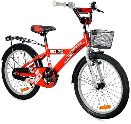 MIRAVO Kinderfahrrad für Jungen von 3-8 Jahren mit Schubstange - Leichtes Fahrrad für Kinder mit Korb - V-Brake Bremsen - Spark