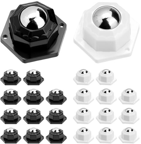 Furniture Castors Set of 12,Small Wheels for Furniture, Small Castor Wheelss,Self Adhesive Caster Wheels for Kitchen Appliances,360 Degree Ball Bearing Swivel Castor for Small Furnitures,Black/White