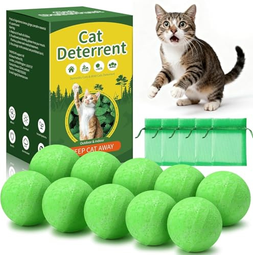 DOBYONE Cat Deterrent Outdoor & Indoor,10Pack Natural Cat Repellent Essential Oils Ball Anti Cat Scratch for Furniture, Keep Cats Off Yard Garden Lawn Plants Trash Can,Keep Cats Away