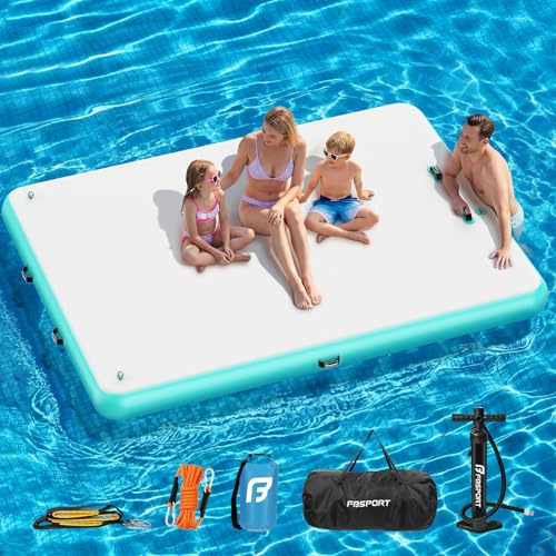 Piattaforma galleggiante gonfiabile bacino, Galleggiante Dock per piscina lago della spiaggia, piattaforma gonfiabile nuoto Multi-Person con pompa dell'aria e borsa di trasporto